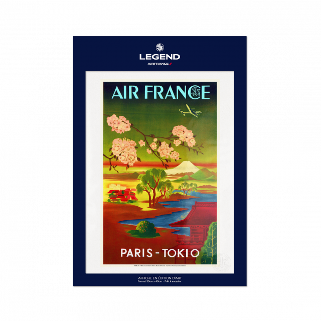 Affiche Air France Paris - Tokio, fleurs de cerisier – 1952